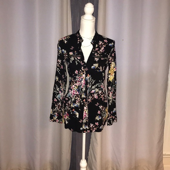 Cotton Express black floral blouse - Picture 2 of 4